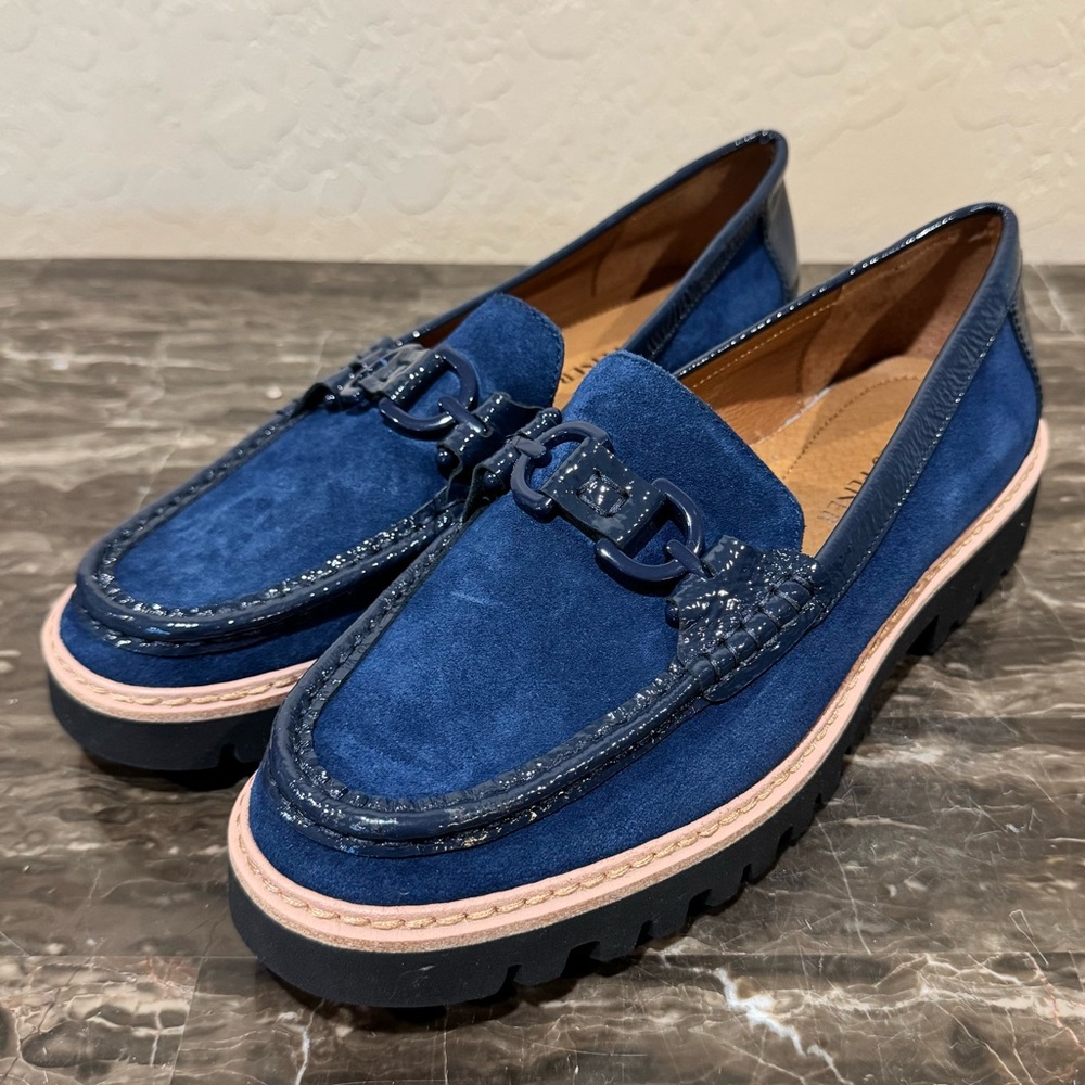 NEW Donald Pliner Hpheliocs Blue Suede and Leather Loafers